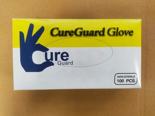 GUANTI CUREGUARD VINILE MONOUSO 100 PEZZI TAGLIA L